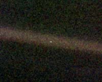 Earth as seen from the Voyager 1 spacecraft from 4 billion miles distance