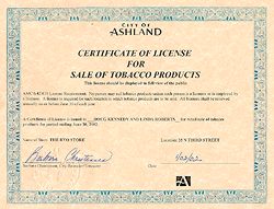 Our Ashland Specific Tobacco Permit